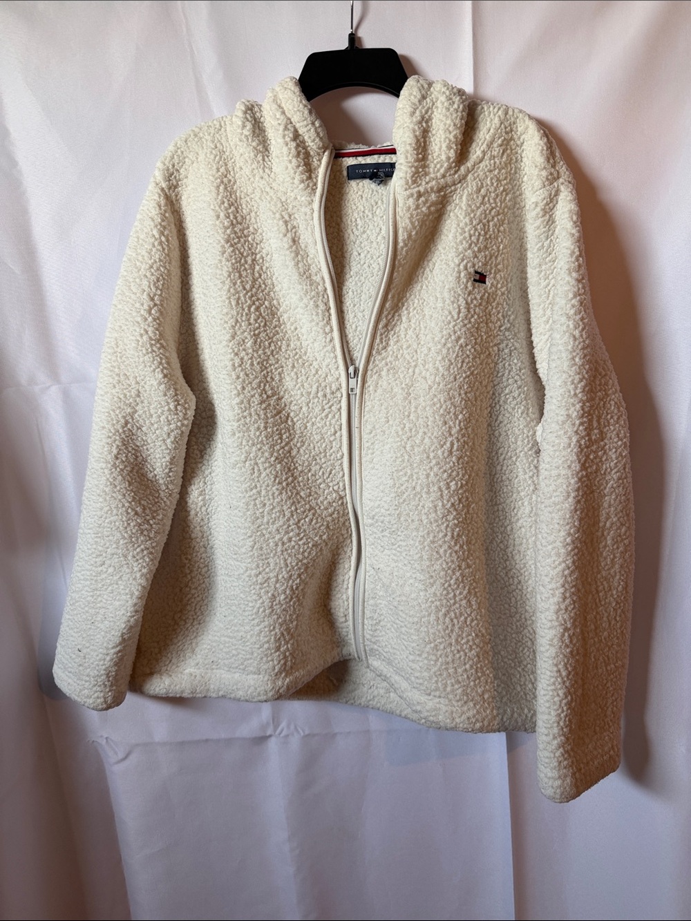 Tommy Hilfiger Cream Sherpa Zip-Up Teddy Jacket